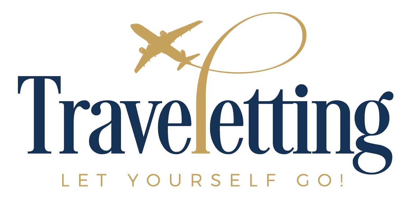 Travel company logo with airplane graphic.